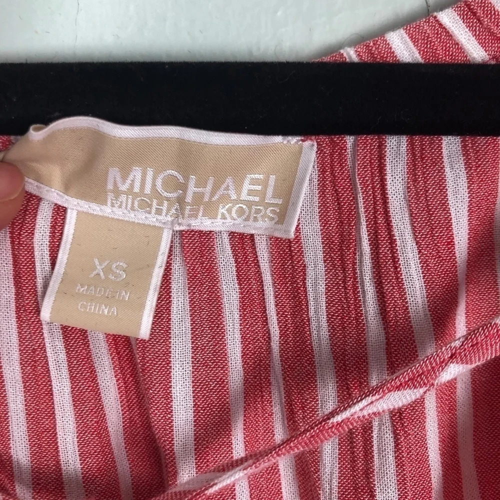 Michael Kors | Pink & White Striped Tie Blouse - Picture 6 of 6